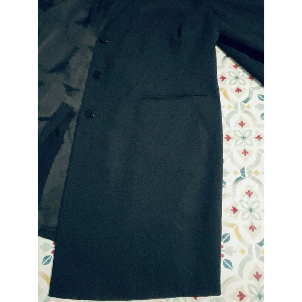 August Max stylish long open front blazer 2pockets, fully lined, Black SZ 20
